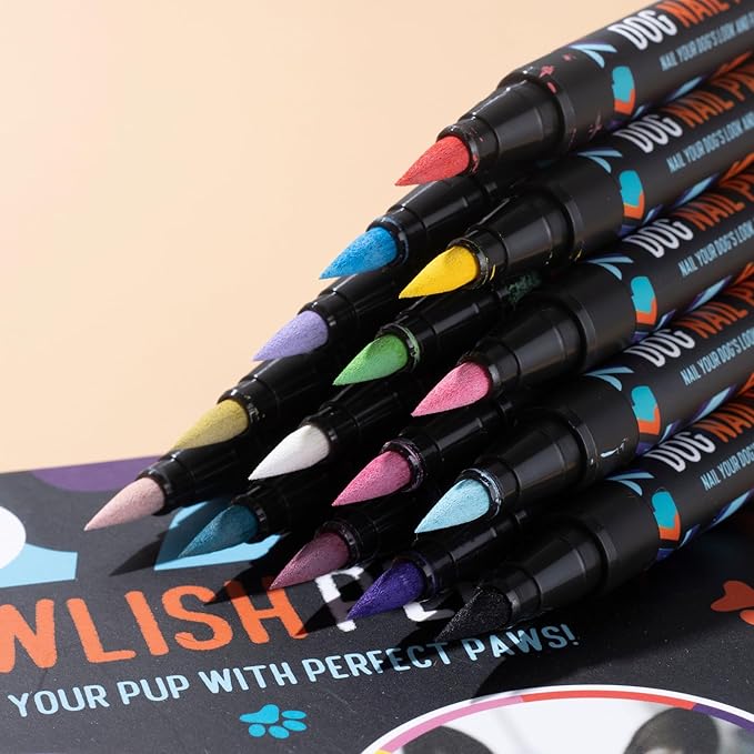 Dog Nail Polish Pens Quick Dry 15 Colors - Pet Nail Polish for Dogs or Cats, Easy Application Dog Safe Nail Polish, Fast Dry Dog Polish - Great Girl Dog Accessories, or a Puppy Nail Pawlish Set