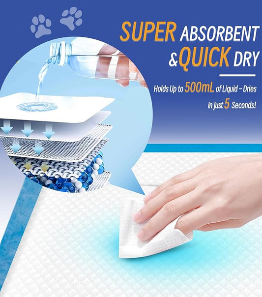 Large Puppy Pee Pads 22x36 Inch 100-Pack | Extra Absorbent Potty Training Pads for Dogs | Leakproof Quick-Dry & Odor Blocking Pet Housebreaking Supplies