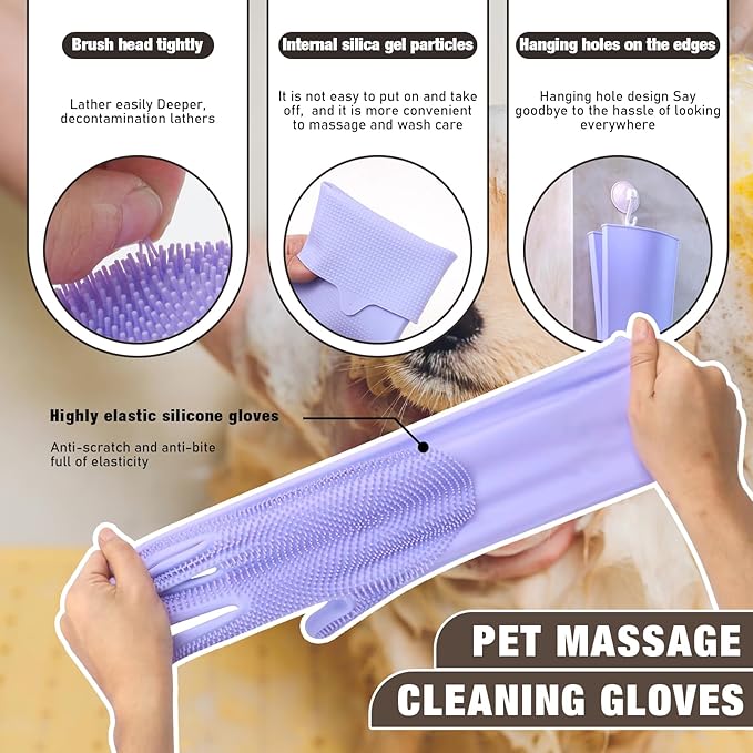Dog Bath Brush, Dog Shampoo Brush with Washing Pet Rubber Bathing Rubber Curry Brush for Bathing for Grooming, Shedding, Massaging