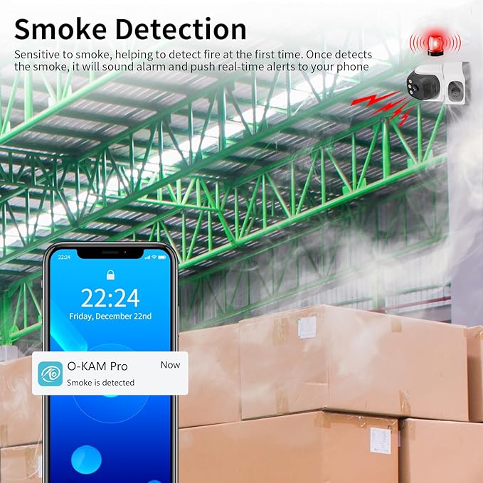 VSTARCAM Indoor Security Camera with Smoke Detection, 2K UHD Smoke Detector Camera, Motion Detection, Auto Tracking, Color Night Vision, 2-Way Audio, Cloud & SD Card Storage(up to 256GB)