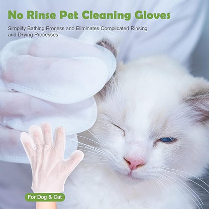 Pet Grooming Glove - Gentle Deshedding Brush Glove, Pet Bathing Wipes - Enhanced Five Finger Design - Daily Care and Traveling - Perfect for Dog & Cat with Long & Short Fur (7pcs/1-Pack)