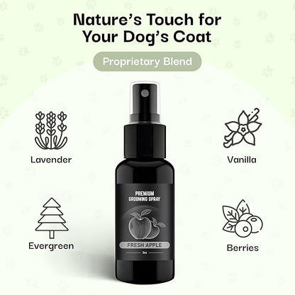 605Products Premium Dog Cologne & Odor Eliminator - Long Lasting Puppy Perfume, Deodorant Grooming Spray with Essential Oils, 2oz Fresh Apple (3-Pack)