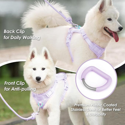 No Pull Dog Harness, Puppy Vest with Front Clip for Small Medium Large Sized Dog(Light Purple,S)