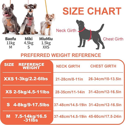 Puppytie No Pull XXS Puppy Harness with Multifunction Dog Leash,Soft Adjustable No Choke Escape Proof Pet Harness Vest,Orange,XXS
