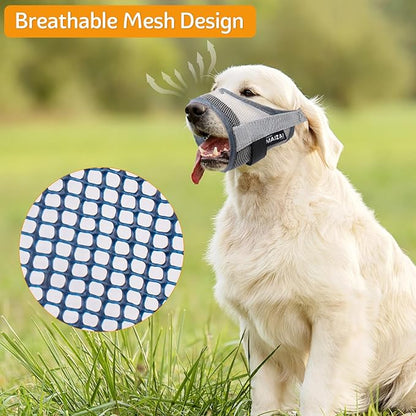 Coppthinktu Dog Muzzle, Soft Mesh Muzzle for Small Medium Large Dog Mouth Guard, Breathable Dog Muzzles to Prevent Biting Barking, Adjustable Dog Mouth Cover Muzzle for Dog Allow Panting Drinking