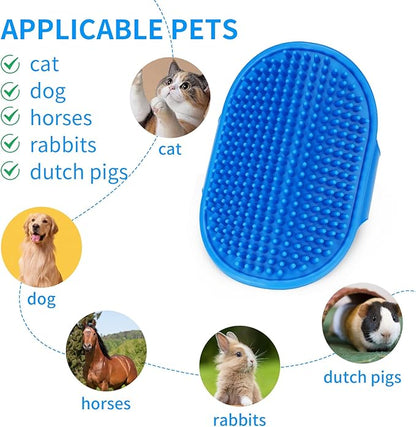Dog Bath Brush | Grooming Comb With Adjustable Loop Handle for Short and Long Hair Cats and Dogs, 2pcs (Tapered Head, Blue + Red)