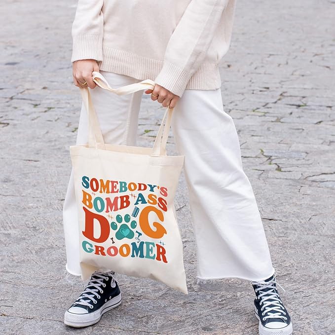 FOTAP Dog Groomer Tote Bag - Somebody's Bomb As Dog Stylist Gift Appreciation