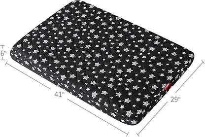 Dog Bed Covers Replacement Washable Pet Hair Easy to Remove, Waterproof Dog Bed Covers Noiseless Quilted, Pet Bed Cover Lovely Black Star Print, Puppy Bed Cover 29x41 Inches, for Dog/ Cat, Cover Only