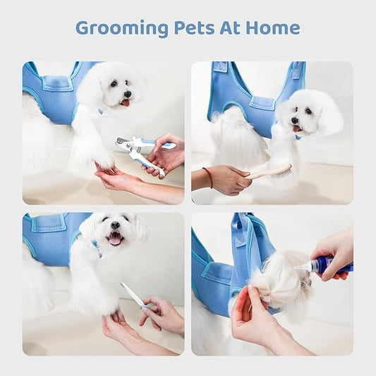 Upgraded Dog Grooming Hammock with Tension Rods, Small Pet Hanging Harness, Dog Sling for Nail Trimming with Pet Nail Clippers, Nail Trimmers -M
