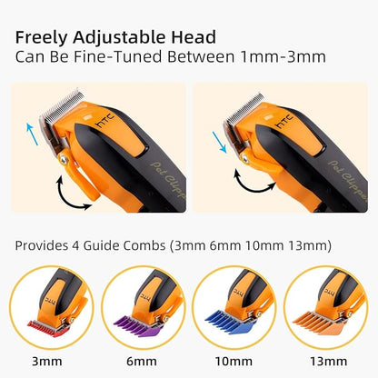 Dog Clippers for Grooming Carbon Steel Blades Dog Grooming Kit Motor High-Power 7000rpm Professional Clippers for Thick Heavy Rechargeable Cordless Shaver Shears