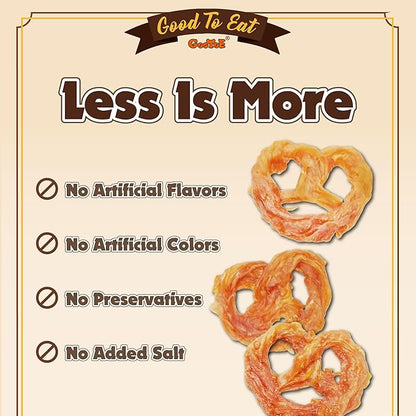 Gootoe Turkey Tendon Dog Treats, Pretzel (M) 3.17 oz, USA-Sourced Turkey Tendon, Natural Snack, Premium Puppy Chews, Hypoallergenic, Reseal Value Bags, Size for Medium Dogs (Pack of 2)