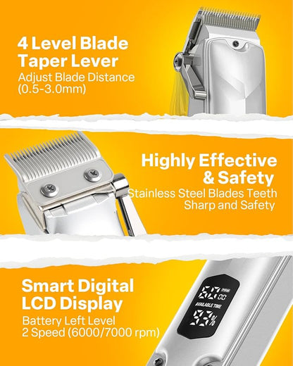 Dog Clippers for Grooming – Cordless Pet Hair Trimmer for Thick Coats, Low-Noise Dog Grooming Kit with Stainless Steel Blade for Large Dogs & Other Pets