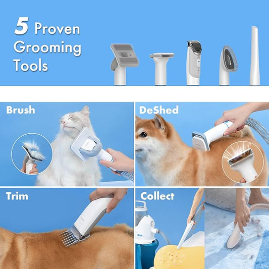 Neakasa by neabot P2 Pro Dog Grooming Kit, Dog Clippers Vacuum Suction 99% Hair, Pet Grooming with 5 Proven Tools, 2L Large-Capacity Easy Empty Dustbin for Dogs Cats Animals