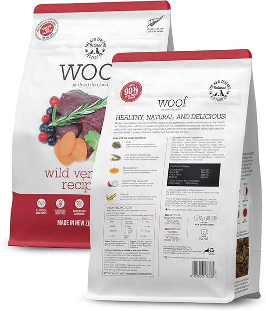 WOOF Air Dried Dog Bites -Venison Recipe Air Dried Dog Food,High Protein Venison Dog Food, Healthy Dog Food,26.5oz