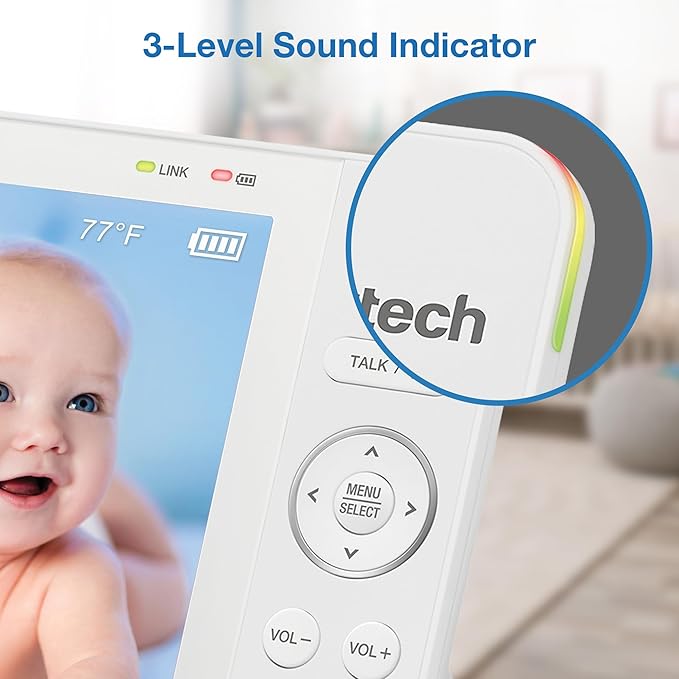 VTech Video Baby Monitor with 7" Color LCD Screen, Portable, Long Battery Life, Clear Audio/Video Quality, Secure Tranmission, No Wi-Fi, 2-Way Audio, Temperature Sensor, Travel Monitor: 819 Max