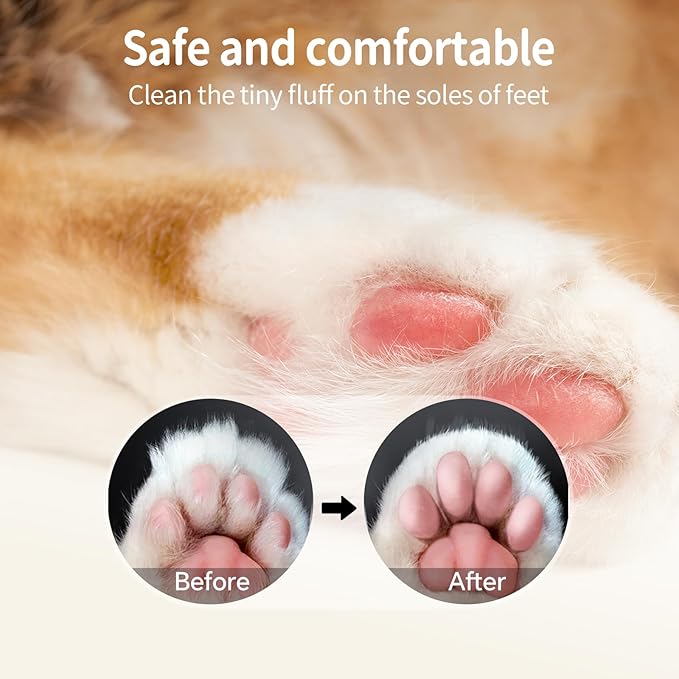 Dog Clippers for Grooming, Low Noise Cordless Dog Paw Trimmer, Rechargeable Small Pet Hair Trimmer for Grooming (White)