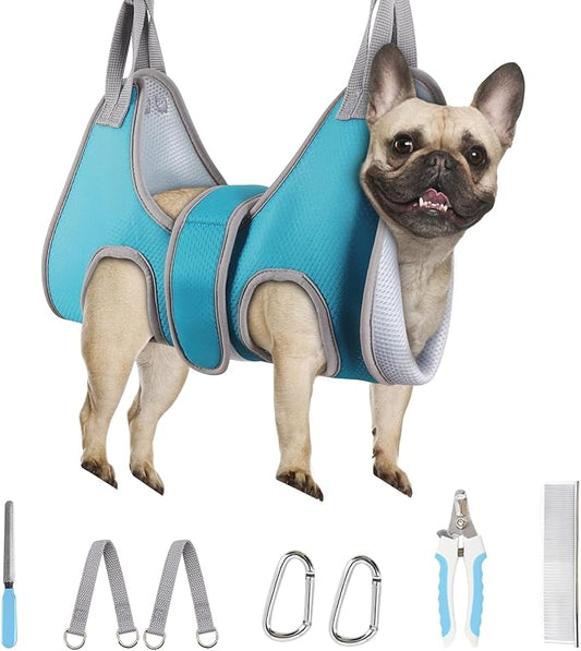 Supet Dog Grooming Hammock Harness, Relaxation Sling for Nail Trimming with Thick Fabric Back Support, Helper Dog Hammock for Nail Trimming Clipping