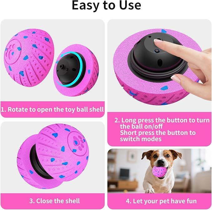 Smart Interactive Dog Toys, Activated Moving, Bouncing, Rotating Ball for Medium/Large Dogs, Motion-Activated Dog Ball to Keep Them Busy, IP54 Waterproof & E-TPU, Fun & Engaging Dog Gift