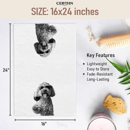 Wine Cavapoo Kitchen Towels, Cavapoo Gifts for Women Dish Towels for Kitchen Drying, Dog Lover Mom Gifts for Women Hand Towels for Bathroom, 16x24 Inch