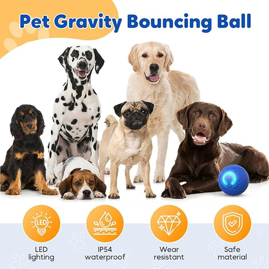 Interactive Dog Ball, 2026 Upgraded Activated Automatic Rolling Balls for Dogs, Self Moving Vibrating Smart Jumping Bouncing and Rotating Pets Toy to Keep Them Busy (HOT-Blue)