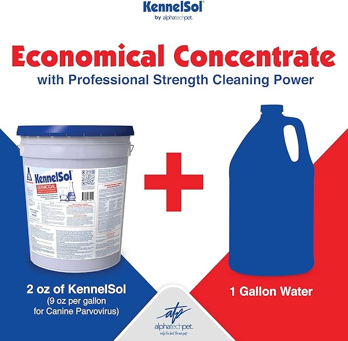 KennelSol 1-Step Kennel Cleaner - EPA Registered Liquid Concentrate Disinfectant and Deodorizer, Effective Against Bacteria and Viruses - 5 Gallons by Alpha Tech Pet