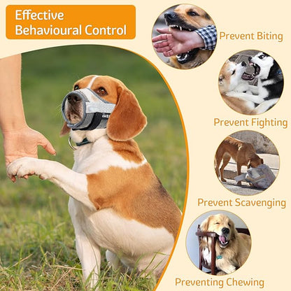 Coppthinktu Dog Muzzle, Soft Mesh Muzzle for Small Medium Large Dog Mouth Guard, Breathable Dog Muzzles to Prevent Biting Barking, Adjustable Dog Mouth Cover Muzzle for Dog Allow Panting Drinking