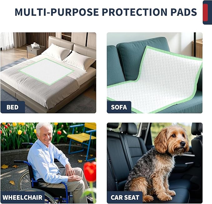 Extra Large Bed Pads with Adhesive Strips 40'' X 36'' Disposable Underpads for Incontinence (30 Pads) Ultra-Absorbent & Leak-Proof Chucks Pads for Adults, Elderly and Kids