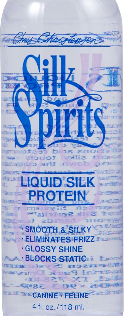 Chris Christensen Silk Spirits, Liquid Silk Protein, Dog Conditioner for Long Hair Dogs and Drop Coated Dogs, Groom Like a Professional, Made in USA, 4 oz