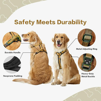 PawsPassion Dog Harness for Large Dogs, No Pull Dog Harness with Metal Hardware, Ergonomic Y-Shaped Design, Soft Padding, Padded Handle, Durable High-Tensile Nylon (Sunrise, L)