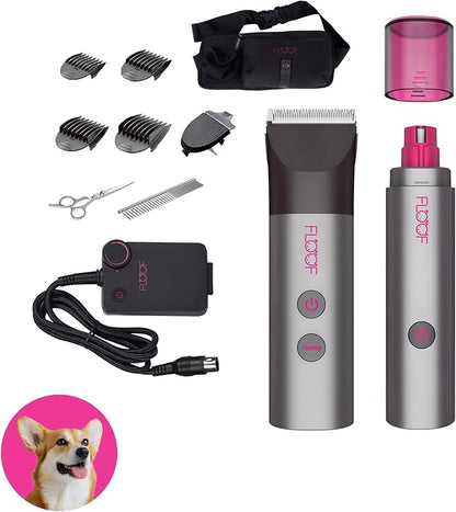 FLOOF Hair Trimmer Grooming Kit, Low Noise Dog Clippers & Nail Grinder, 20V Powershare Freedom, Portable Pet System (Battery & Charger Included)