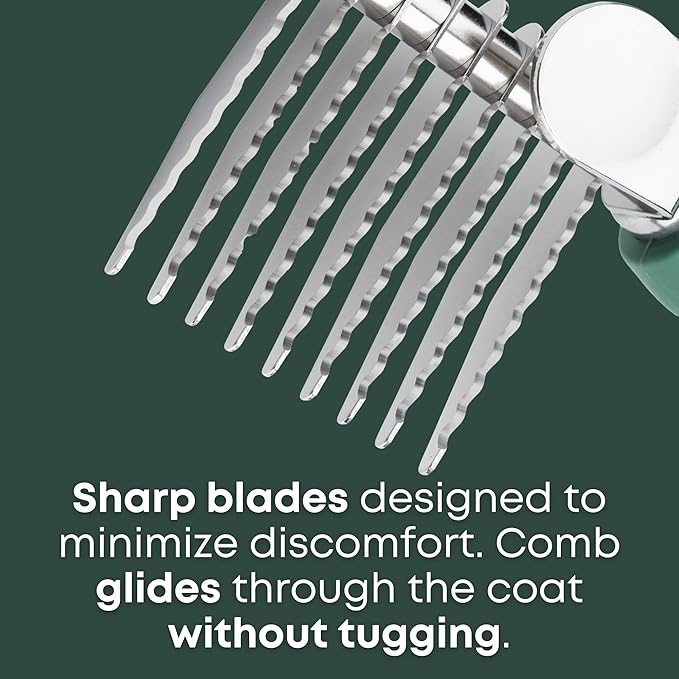 Dematting Comb for Dogs - Dematting Tool for Grooming Dog Matting - Serrated Matted Hair Removal Brush - Easily Remove Knots, Mats, and Tangles - Designed for Wavy & Curly Coats - Freshly Bailey