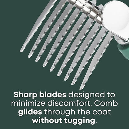 Dematting Comb for Dogs - Dematting Tool for Grooming Dog Matting - Serrated Matted Hair Removal Brush - Easily Remove Knots, Mats, and Tangles - Designed for Wavy & Curly Coats - Freshly Bailey