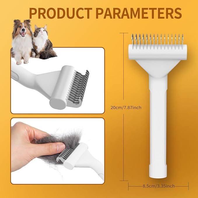 Dog&Cat Hair Grooming Rake Deshedding, Dematting Tool - Undercoat Rake for Dogs, Cats - Extra Wide Dog Grooming Brush,Reduce Shedding by 95%