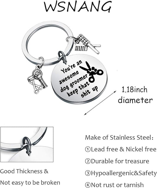 WSNANG Dog Groomer Gift You're an Awesome Dog Groomer Keychain Pet Groomer Gift Thank You Gift