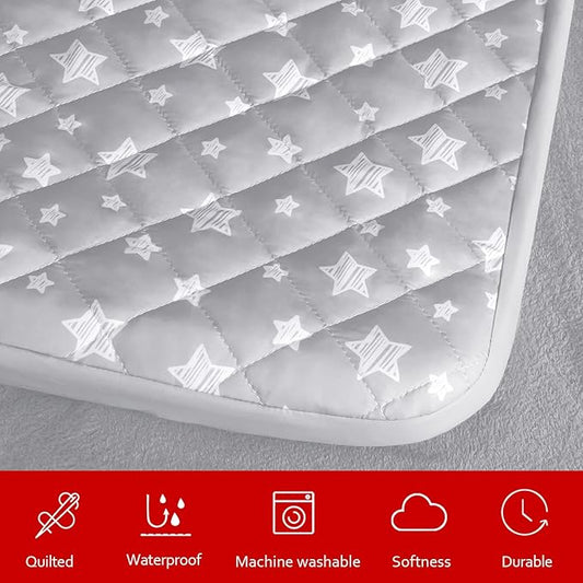 Dog Bed Covers Replacement Washable Pet Hair Easy to Remove, Waterproof Dog Bed Covers Noiseless Quilted, Pet Bed Cover Lovely Grey Star Print, Puppy Bed Cover 22x35 Inches, for Dog/Cat, Cover Only