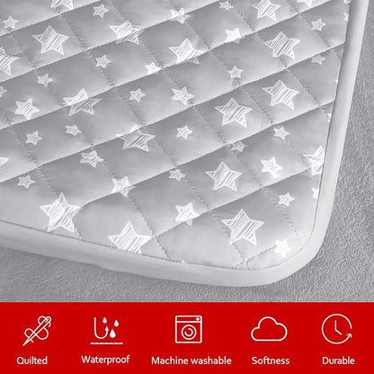 Dog Bed Covers Replacement Washable Pet Hair Easy to Remove, Waterproof Dog Bed Covers Noiseless Quilted, Pet Bed Cover Lovely Grey Star Print, Puppy Bed Cover 35x44 Inches, for Dog/Cat, Cover Only