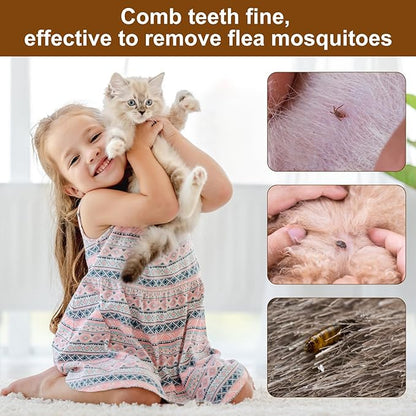 Flea Comb for Cats 3 Pcs, Wooden Cat Comb Pet Comb with Rounded-Tip Teeth Tangles and Loose Fur, Grooming Comb Tool for Cats,Dogs and Rabbits Tangled Hair