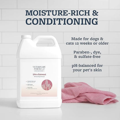 Veterinary Formula Smart Coat Complex Ultra Oatmeal Moisturizing Shampoo for Dogs, 128 Fl oz / 1 Gallon – Moisture-Rich, Nourishing – Leaves Coat Clean, Soft, Silky, Shiny – Long-Lasting Fragrance