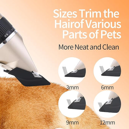 Aovdy Dog Clippers Grooming Kit Dog Shaver Clippers Hair and Paw Electric Cleaning Hair Clippers Set for Dogs Cats Rabbit (Gold, Scissor Set+Foot Shaving Blade)