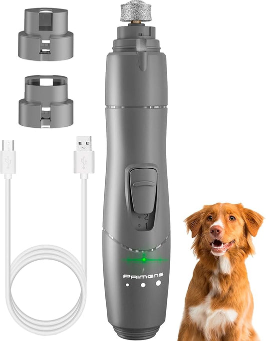 Low Vibration Dog Nail Grinder with LED Light – 2-Speed Quiet Nail Trimmer for Small & Medium Dogs, Cats, and Other Pets Professional Grinder