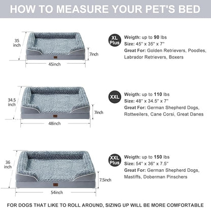 WNPETHOME Orthopedic Dog Bed for Extra Large Dogs - XL Waterproof Dog Bed, Bolster Dog Sofa Be Waterproof Dog Couch for Pet Sleeping, Pet Bed for Large Dogs