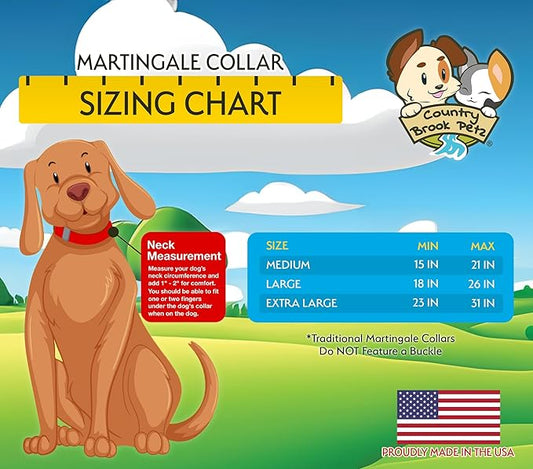 Country Brook Petz 1 1/2 Inch Martingale Heavy Duty Nylon Adjustable Dog Collar for Small, Medium, Large Breeds - Vibrant 17 Color Selection (Gold, Medium)