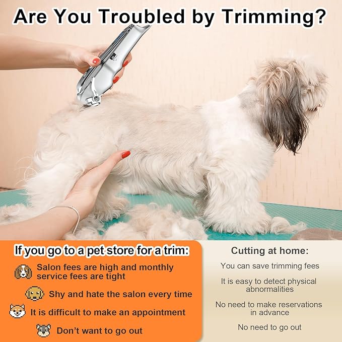 Dog Clippers for Grooming, Professional Dog Grooming Clippers, Heavy Thick Hair&Coats, Low Noise, Cordless, LED Display, Small & Large Dogs Cats, Pets and Animals