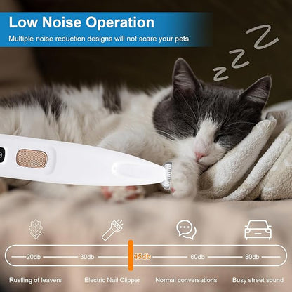 Cats Dog Trimmer with LED Light, Paw Trimmer for Dogs Electric, Pets Hair Clippers for Cats Paws, Electric Pet Grooming Tool, Cordless, Low Noise Rechargeable Pet Shaver for Paws Eyes Ears Face Rump
