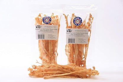 GOGO 3oz Turkey Tendon Strips Dog Chew Treats Sources and Made in The USA (2 Pack)