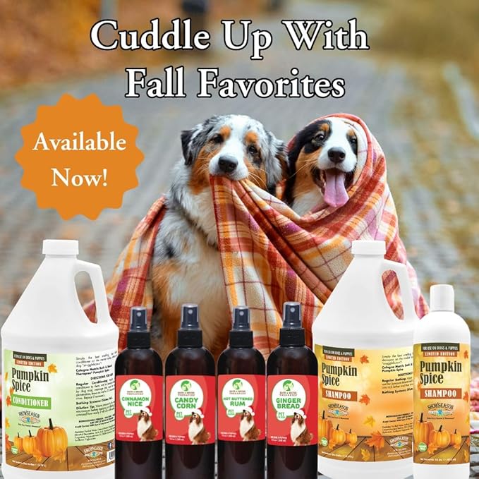 Showseason Pumpkin Spice Holiday Dog Cologne 64 oz. REFILL with Empty 12.5 oz. Bottle | Long Lasting Spray | Dog Perfume | Made In The USA