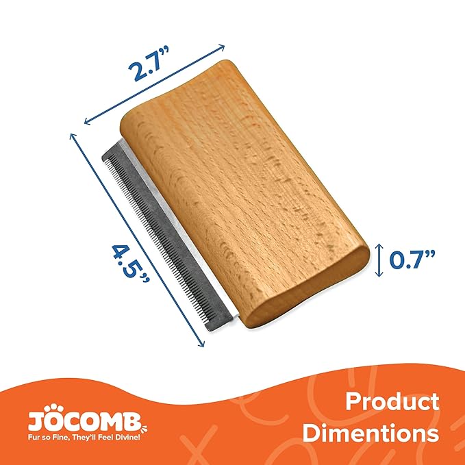 Jocomb Premium Wooden Deshedding & Dematting Brush – Gentle Grooming Brush for Dogs, Cats, Horses & Livestock – Comfortable, Durable & Ideal for Short Hair, Thick Coats & Wiry Coats