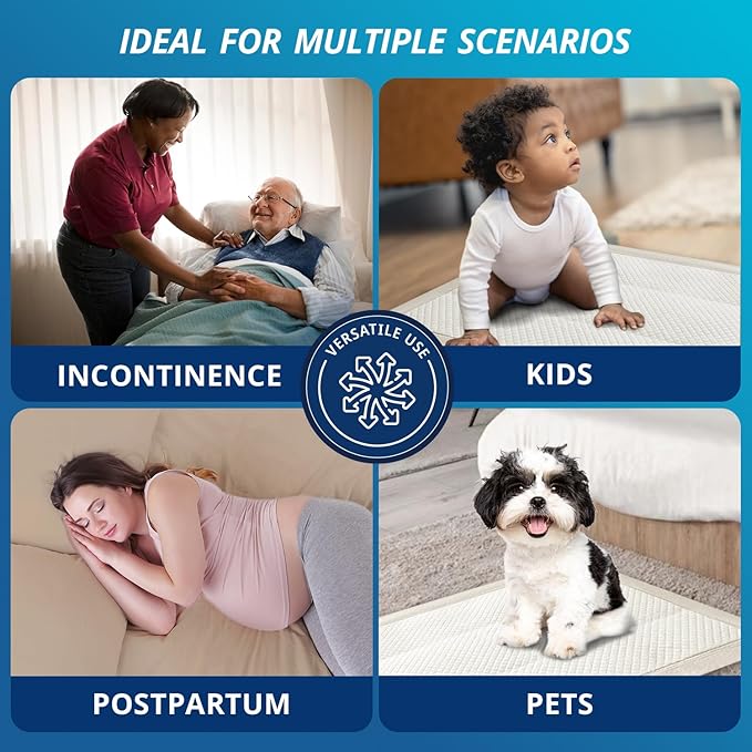 WhyWorry Extra Large Disposable Bed Pads 30" x 36", Super Absorbent Leakproof Incontinence Underpads for Surface Protection, Quilted Chucks Pee Pads for Adults and Babies, 160 Count (4 Packs of 40)