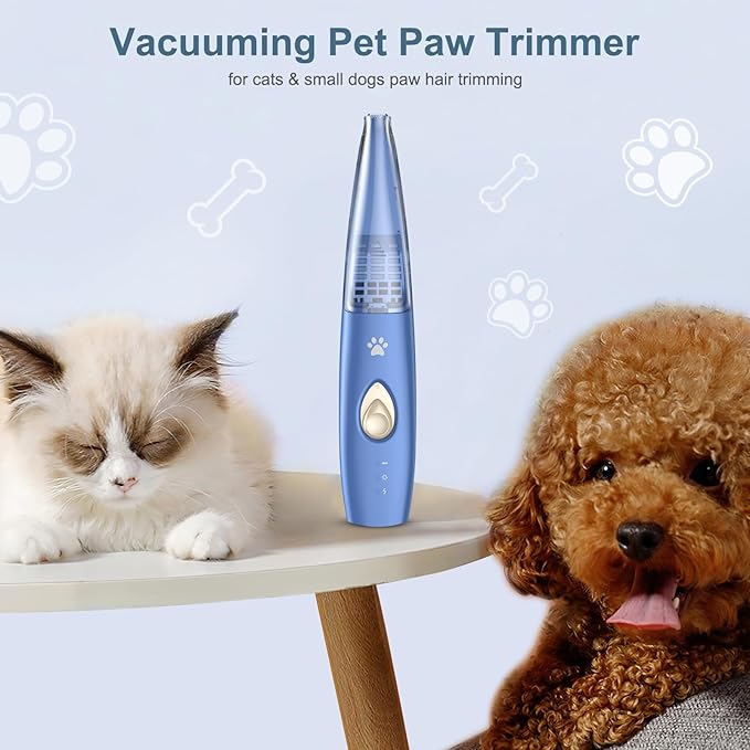 Upgraded Dog Paw Trimmer - Cordless Electric Grooming Clippers, Rechargeable Foot Trimmer for Small Pets, Cats & Dogs (Blue)