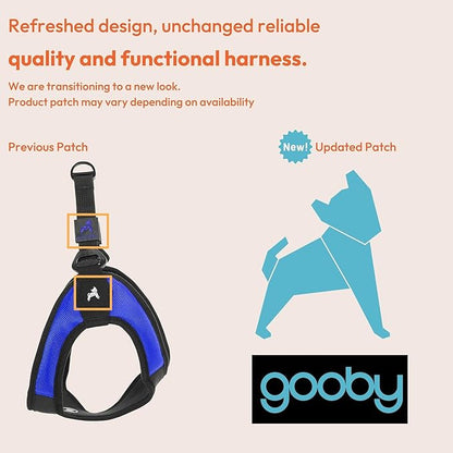 Gooby Escape Free Easy Fit Harness - Blue, Medium - No Pull Step-in Patented Small Dog Harness with Quick Release Buckle - Perfect On The Go No Pull Harness for Small Dogs or Medium Dog Harness